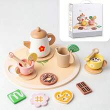 Bộ đồ chơi bộ ấm trà mô phỏng bằng gỗ phong cách Bắc Âu, nhiều mẫu mã, gồm ấm trà và cốc, trò chơi nhập vai, giáo dục sớm, quà tặng tương tác vui nhộn - Bộ ấm trà - Xem 7