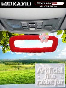 MEIKAXIU Vỏ bọc gương chiếu hậu ô tô bằng lông thỏ nhân tạo mềm mịn co giãn, trang trí hoa xinh xắn, phụ kiện trang trí nội thất ô tô cho nữ - Mẫu hoa lông thỏ nhân tạo - Xem 10