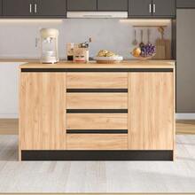 Wooden Kitchen Island Black 140 * 80 * 90 Cm With Storage And Wheels For Kitchen - Black - View 3