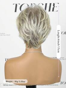 Wig Sintetis Potongan Pixie Pendek Berlapis 6 Inci untuk Wanita, Wig Rambut Pendek Berbulu Abu-abu Perak Garam dan Merica dengan Poni Samping, Tanpa Lem, untuk Pemakaian Sehari-hari - SP24/613 - View 2