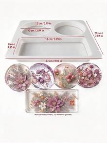Christmas Themed Multi-Cavity Resin Casting Silicone Mold, Round Drink Coaster And Rectangular Storage Tray Mold, DIY Holiday Resin Souvenir Gift Craft Tool - Coaster Mold - View 8