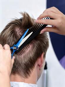 OBOVAY NEPURLson Blue Silver Professional Hair Shears, Featuring Sharp Convex Blade Design For Smooth And Clean Cutting, Round Tip Structure For Added Safety, Paired With Ergonomic Curved Handle And Precision Bearing Screw For More Stability And Comfort During Long-Term Operation. Whether Hair Stylists Refine Contours, Handle Layers, Or Home Users Trim Bangs And Hair Ends, They Can Achieve Professional Salon-Level Results. - Multicolor - View 6