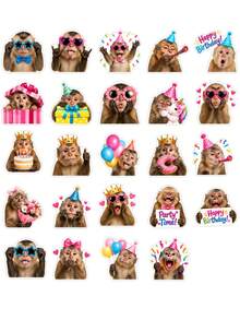 50pcs Aesthetic Funny Monkey Expression Stickers, Realistic Primate Portrait, Holiday Party Decoration And Love Doodle Decorative Pattern Stickers, Waterproof Vinyl Stickers, Suitable For Journals, Scrapbooks, Notebooks And DIY Art Projects - Multicolor - View 7