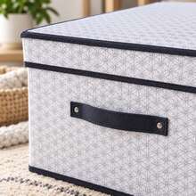 XXL Patterned Storage Box 70 X 40 X 30 Cm, 84L Collapsible Fabric Storage Bin With Lid & Front Handle, Foldable Organiser For Clothes, Bedding, Blankets, Wardrobe & Under Bed - 2 Colours Shipped At Random - View 11