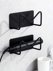 Metal Wall-Mounted Hair Straightener Holder, Wall-Mounted Styling Tool Rack, Bathroom Accessory Storage Shelf, Suitable For Bedroom Vanity, Shower Room, Hair Salon Hair Tool Storage - Multicolor - View 5