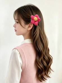 8pcs Autumn/Winter Woolen Flower Hair Clips, Cute Girls Hair Accessories, Handmade Crochet Colorful Small Flower Side Clips, Children Hair Accessories, Suitable For Girls Daily Wear - Multicolor - View 7