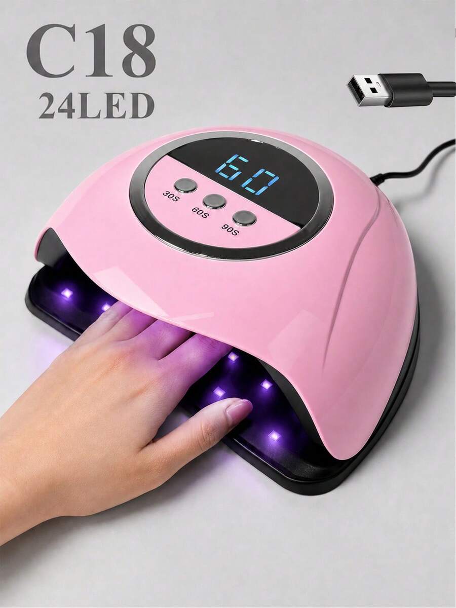 LIMEGIRL UV LED Nail Lamp Professional Gel Nail Polish Drying Light 30/60/90s Timer Digital Display Fast Curing Home Salon Nail Lamp Large Space Design Convenient For Hand And Nail Care - Pink - View 1