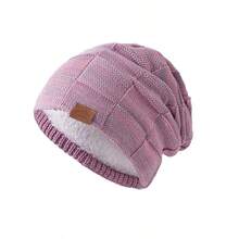 1pc Winter Knitted Thermal Lined Hat, Unisex, Warm And Cold-Proof, Suitable For Outdoor - A - View 4