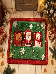 Christmas New Best-Seller - Daily Decoration - Holiday Decoration - Santa Claus Reindeer Snowman Doormat - Flannel Small Rug, Machine Washable, Durable, Stain-Resistant, Quick-Drying, Perfect For Christmas Party, Indoor Entryway Mat, Living Room Decor, Area Rug, All-Season Use - Multicolor - View 3
