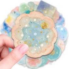 56 buah Stiker PET Motif Nebula dan Planet Bergaya Cat Air, Cocok untuk Dekorasi Alat Tulis, Kemasan Hadiah, Segel Amplop Bermotif, Label Perekat, Perencana, dan Proyek Kreatif - Satu-Ukuran - View 5