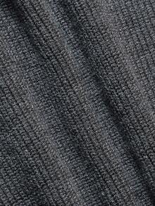 DONICY Fall Clothes For Women, Dark Gray Mock Neck Knit Sweater, Flare Long Sleeve Peplum Hem Raglan Sleeve Ribbed Fitted Top - Grey - View 4