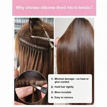 Silicone-Lined Micro Bead Hair Extension Kit, Micro Rings With Hair Extension Pliers And Sectioning Clips; I-Tip Hair Extension - View 5