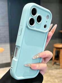 溝槽藍色純色厚款穿孔極簡防震手機保護殼，附印花，適用於 iPhone 18 Pro Max、17 Pro Max、16 Pro、16 Pro Max、15 XR/7/8、15 Pro Max/12 Pro Max/13 Pro Max/14 Pro Max、13、14、11、12、14，女款 P11 軟殼、P12 防震、XS、XR/78、P.78GES2 手機保護殼 - 淺藍色 - 查看 1