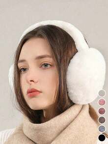 1pc Winter Foldable Plush Earmuffs, Designed For Women, Featuring Cute Adjustable Headband, Lined With Soft Warm Fur Material, Essential Outdoor Accessory For Cold Weather - Multicolor - View 2