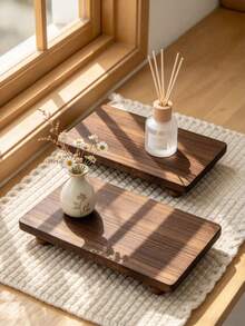 2pcs Wooden Base Kitchen Tray Set, Farmhouse Style Wooden Base Riser, Rustic Wooden Kitchen Storage Organizer, Can Hold Plants, Candles, Cups, Dishes, Spoons, Serving Platters, Dessert Plates, Vase Display, Halloween Decor, Kitchen Decor, Room Decor, Bedroom Decor, Home Decor, Christmas Decor, Bathroom Accessories, Suitable For Patio, Birthday, Table, Kitchen, Bathroom, Bedroom, Living Room, Ramadan, Christmas, 1pc - Multicolor - View 9