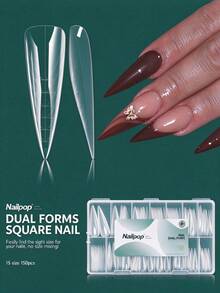 nailpop High Transparency Dual-Effect Nail Extension Mold, Fast Nail Extension, Paperless Transparent Crystal Nail Mold, Quick No-Build-Up Mold, Suitable For French Manicure, Suitable For Home Manicure And Salon, Durable Material Nail Extension Tool - Clear - View 1