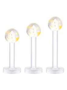 TOKRING 3pcs 16G Lip Rings Plastic Labret Studs,Snake Bite Piercing Lip Piercing,Colorful Flexible Acrylic Tragus Nail Helix Earring Stud,Length 6/8/10mm - 3pcs - View 5