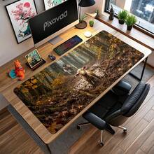 Christian Jesus And Lamb Forest Extended Mouse Pad, Faith-Inspired Autumn Woodland Religious Art Large Desk Mat With Stitched Edge, Smooth Cloth & Natural Rubber For Office Gaming Home Study Workspace, 4 Sizes Available - View 7