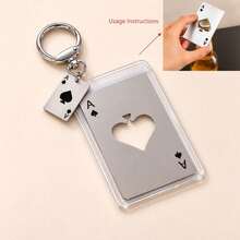1pc/2pcs Unisex Alloy Poker Beverage Can Opener Transparent With Portable Pendant Alloy Poker Keychain Simple Easy Pull Can Opener Hanging Decoration Practical Bag Charm - Multicolor - View 3