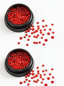 Red Green Christmas Nail Rhinestones,Flat Back Round Crystal Gems - Multicolor - View 8