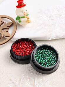 Red Green Christmas Nail Rhinestones,Flat Back Round Crystal Gems - Multicolor - View 5