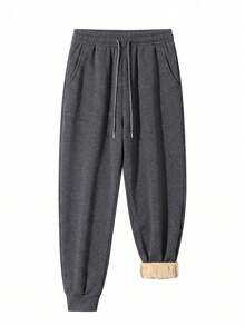 Women's Outdoor Thermal Lined Pants, Thick Warm Sherpa Sweatpants For Autumn/Winter,Fleece Sports - Dark Grey - View 6