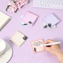 3/6Pads Black Cat Sticky Notes Set, 3" X 3", Black Cat Sticky Notes, Memo Pads, Self-Stick Note Pad For Office, School, Home, Study & Organization - 3 X 3 Inches - View 5