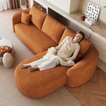 Wooden Sofa 266 * 168 * 85 Cm With Comfortable Seating For Living Room - Orange - View 3