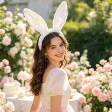 1pc/2pcs Halloween Rabbit Ear Headband, Easter Bunny Hair Accessory, Plush Cute Rabbit Ear Headband, Built-In Flexible Iron Wire, Can Be Shaped Freely, Suitable For Cosplay - Multicolor - View 3