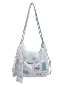 2026 New Sweet Polka Dot Applique Shoulder Bag, Soft PU Large Capacity, Girly Style Tote Bag For Travel And Commute - Shoulder Bag - View 11