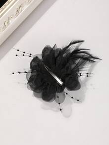 1pc Petal Feather Fashion High-End Hair Clip - Black - View 6