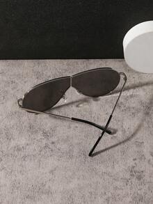 RENNES 1pc Men Metal Frame Aviator Fashionglasses, One-Piece Lens, Thin Metal Temples, Non-Slip Nose Pads, Stylish For Daily & Driving - Multicolor - View 8