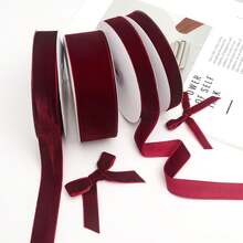 Luxury Premium Burgundy Velvet Ribbon Roll, Soft And Smooth, Red Gift Wrapping Ribbon. Elegant Deep Burgundy, Perfect For Christmas, Weddings, Birthdays And Valentine's Day - Multicolor - View 2