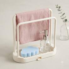 10pcs Kitchen Sink Organizer, Draining Tray, Sponge And Cloth Holder, Countertop Cleaning Brush And Scouring Pad Storage Solution, Space-Saving Multi-Function Sink Storage Basket, Black - White - View 9