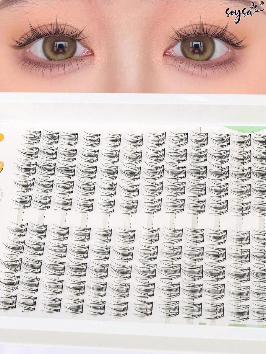 False Eyelashes Individual Lashes 120Clusters Natural Eyelash Extension Kit DIY Wispy C Curl Thickness Single Cluster Lashes - C - View 1