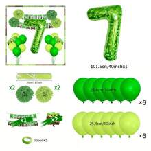 22pcs Birthday Decorations, Game Theme Happy Birthday Banner, 40 Inch Green Pixel Miner Number Balloons And Pixel Cube Foil Balloons, For Pixel Party Decor, Ultimate Party Supplies Kit With Balloons And Birthday Number (1-9) Signs - Multicolor - View 16