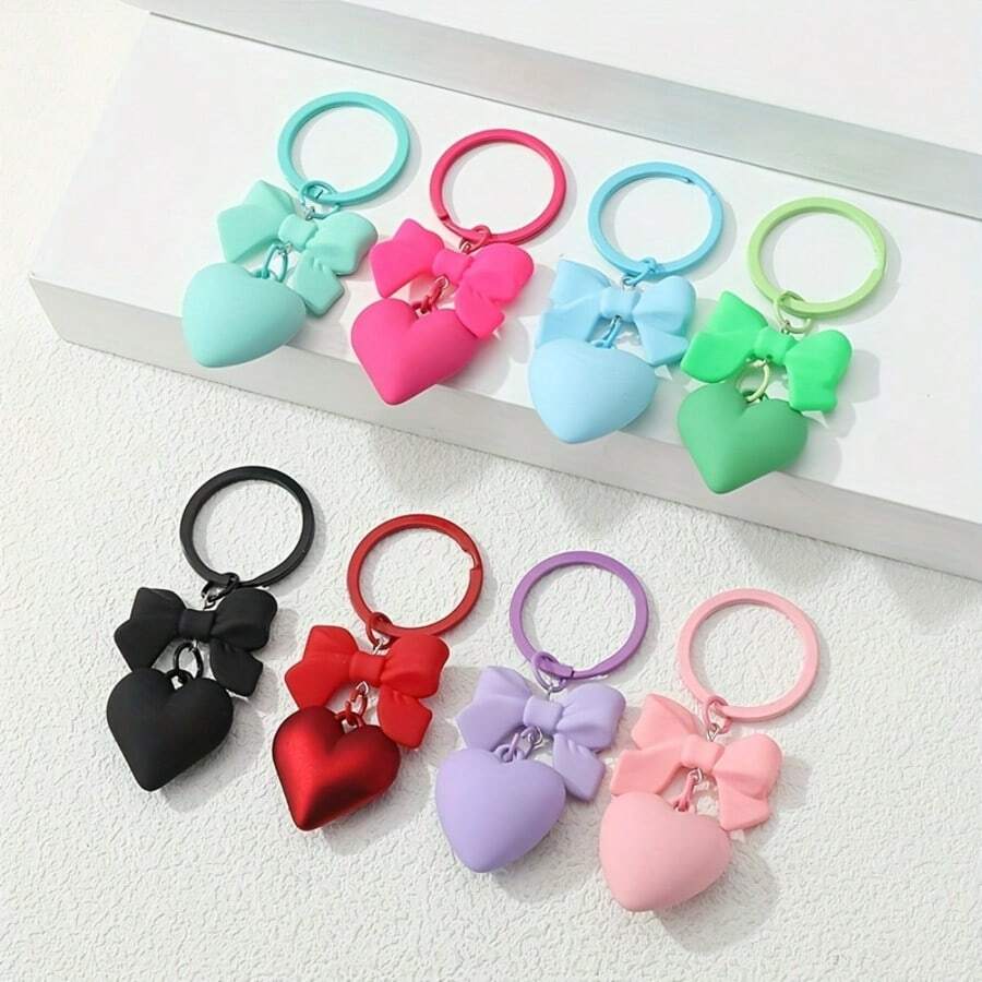 Móc khóa xích acrylic thời trang mặt trái tim, charm treo túi xách và ba lô phong cách tối giản - A - Xem 1