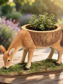 1pc Plum Blossom Deer Garden Planter Balcony Pot Window Sill Succulent Pot Decorative Ornament - A - View 5