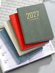 1 Portable 2027 English Daily Planner A7 Time Management Notebook, 120 Pages Calendar Weekly Planner, Leather Cover, Time Organizer, New Year Gift - Multicolor - View 8