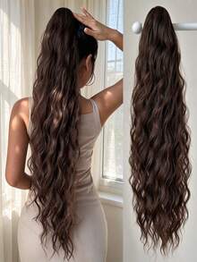 HEYPINK 32 Inch Deep Brown Long Wavy Wig, Soft And Realistic, Suitable For Women, Halloween - Brown - View 12