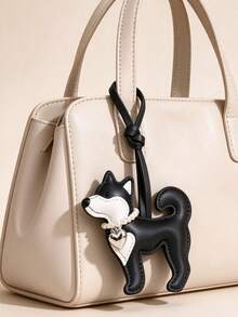 Shiba Inu-Shaped Keychain Pendant With A Pearl Collar, Keyring Accessory, Suitable For Various Decorative Pendants,Bag Charms,Keychains - Black - View 4