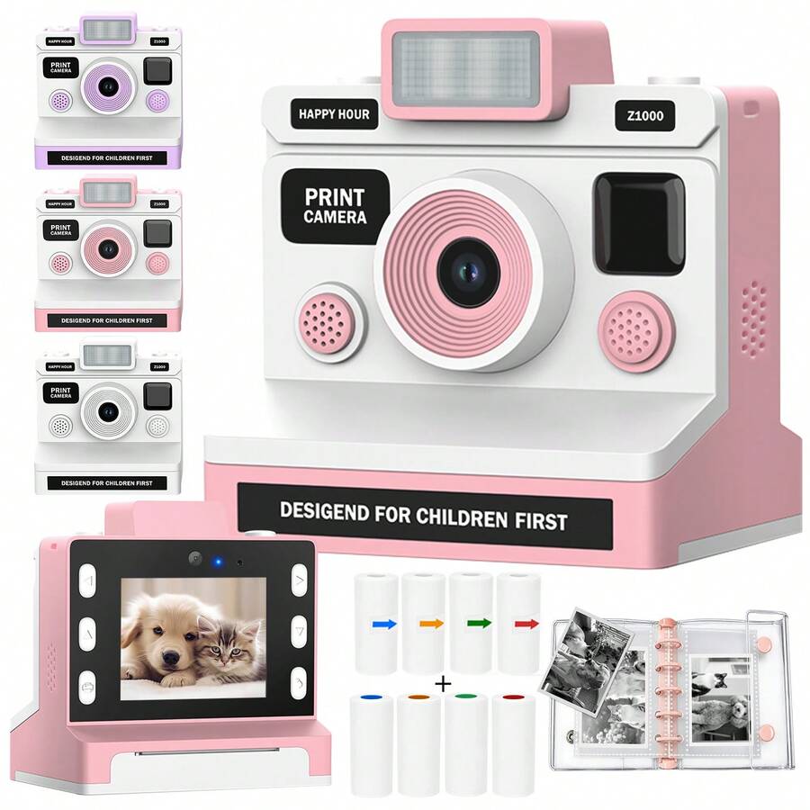 Kamera Digital Cetak Instan untuk Pemula Fotografi Pria & Wanita dengan Lensa Zoom 8X, Video HD 1080P, Layar HD 2,8 Inci, Baterai 1300mAh & 4 Isi Ulang Kertas Warna, Desain Ringkas untuk Perjalanan, Cocok untuk Halloween, Natal, dan Ulang Tahun.