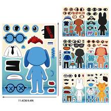 1 Set/8 Lembar Stiker Ekspresi Karakter DIY, Stiker Hewan Campuran (Anjing, Kelinci, dan Mainan), Karakter Kartun Buatan Tangan Kreatif, Stiker Puzzle Kreatif yang Menyenangkan, Cocok untuk Suvenir Pesta, Aktivitas Seni Kerajinan DIY, Permainan Stiker Ganti Wajah yang Dapat Digunakan Kembali - MultiWarna - View 2
