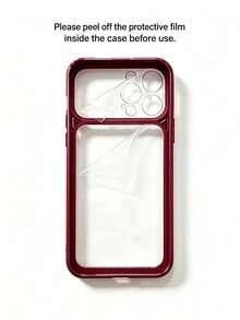 1件電鍍透明極簡全包覆TPU防震手機殼，適用於Apple 18 Pro Max 17 16 15 14 13 12 11promax保護殼 - 櫻桃紅 - 查看 5