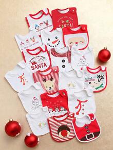 momscare 3pcs Random Assortment Baby Bibs, Patterns Include Santa Claus, Reindeer, Penguin, Snowman And Other Christmas Themes, Soft And Absorbent, Suitable For Newborns And Infants - Cute Pattern Design - Baby Christmas Party Gift, Suitable For Boys And Girls - Multicolor - View 1