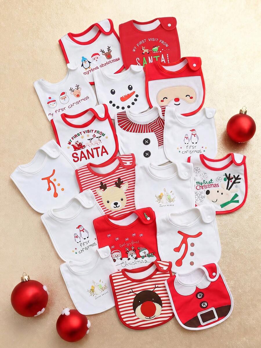 momscare 3pcs Random Assortment Baby Bibs, Patterns Include Santa Claus, Reindeer, Penguin, Snowman And Other Christmas Themes, Soft And Absorbent, Suitable For Newborns And Infants - Cute Pattern Design - Baby Christmas Party Gift, Suitable For Boys And Girls - Multicolor - View 1