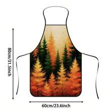 1pc Autumn Forest Print Apron, Featuring Orange-Red Autumn Woods And Green Pine Tree Patterns, Durable Cooking Apron Suitable For Bakers, Cake Decorators, BBQ Enthusiasts, Gardeners, Painters, Nail Artists - Perfect Gift For Home And Professional Chefs - Multicolor - View 13