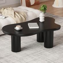 Irregular Cloud Shape Coffee Table, 107cm Length, 66cm Width, 40.5cm Height, MDF Table Top And PVC, With Felt Pad - Black + MDF - View 3