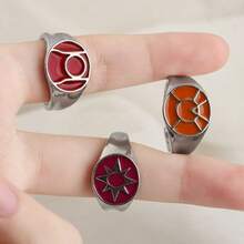 1pc-Lantern Corps Ring Set-Lantern Corps 9Pcs Enamel Ring Set-Adjustable Open Band Colorful Symbol Cosplay Finger Rings-Green Lantern-G.L-Comic Collection Jewelry-Toys-Christmas Decrotions-Christmas Gifts-Anime Figures - Multicolor - View 6