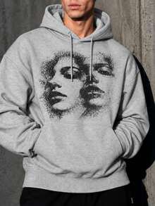 Camiseta de hombre de poliéster con estampado artístico de rostros abstractos, estilo urbano moderno, ideal para primavera, verano y diario. Envío nacional. - Gris Claro - Ver 1